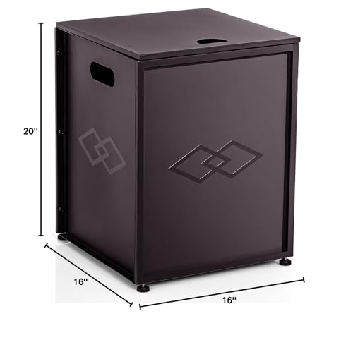 Propane Tank Cover Hideaway Table 16 Inch, Outdoor Storage for Gas Fire Pits, Fits 20lbs Tank, With Side Handles, Brown