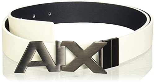 AX Armani Exchange mens Hinge Belt, White/Navy/White/Navy, 34 US