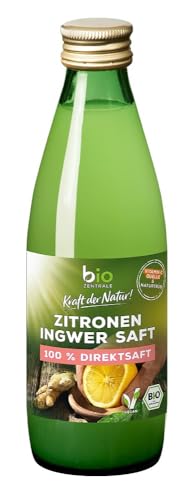 biozentrale Zitronensaft mit Ingwer naturtrüb - 6x250ml (6er Pack) - Vitamin C Quelle - Bio Zitronen und Bio Ingwer - Leichte Schärfe - Für Cocktails, Getränke, Backen, Kochen