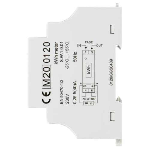 Miratic LCD Digitaler Wechselstromzähler Montage auf DIN-Schiene TH-35mm Stromzähler mit Hintergrundbeleuchtung 1-Phasen-Anzeige des Stromverbrauchs mit MID Zertifikat und Impulsausgang