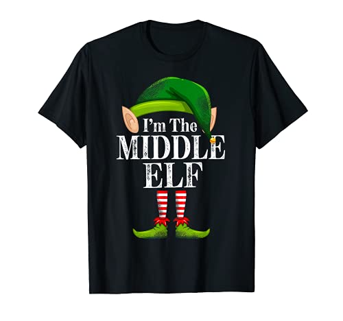 Disfraz divertido de Navidad con texto en inglés "I'm The Middle Elf" Camiseta