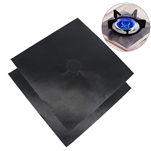 ibasenice 2 Piezas para Placas de Gas Forro Antiadherente Reutilizable Resistente para Hornos y Cocinas de Gas Fácil de Limpiar Color Negro