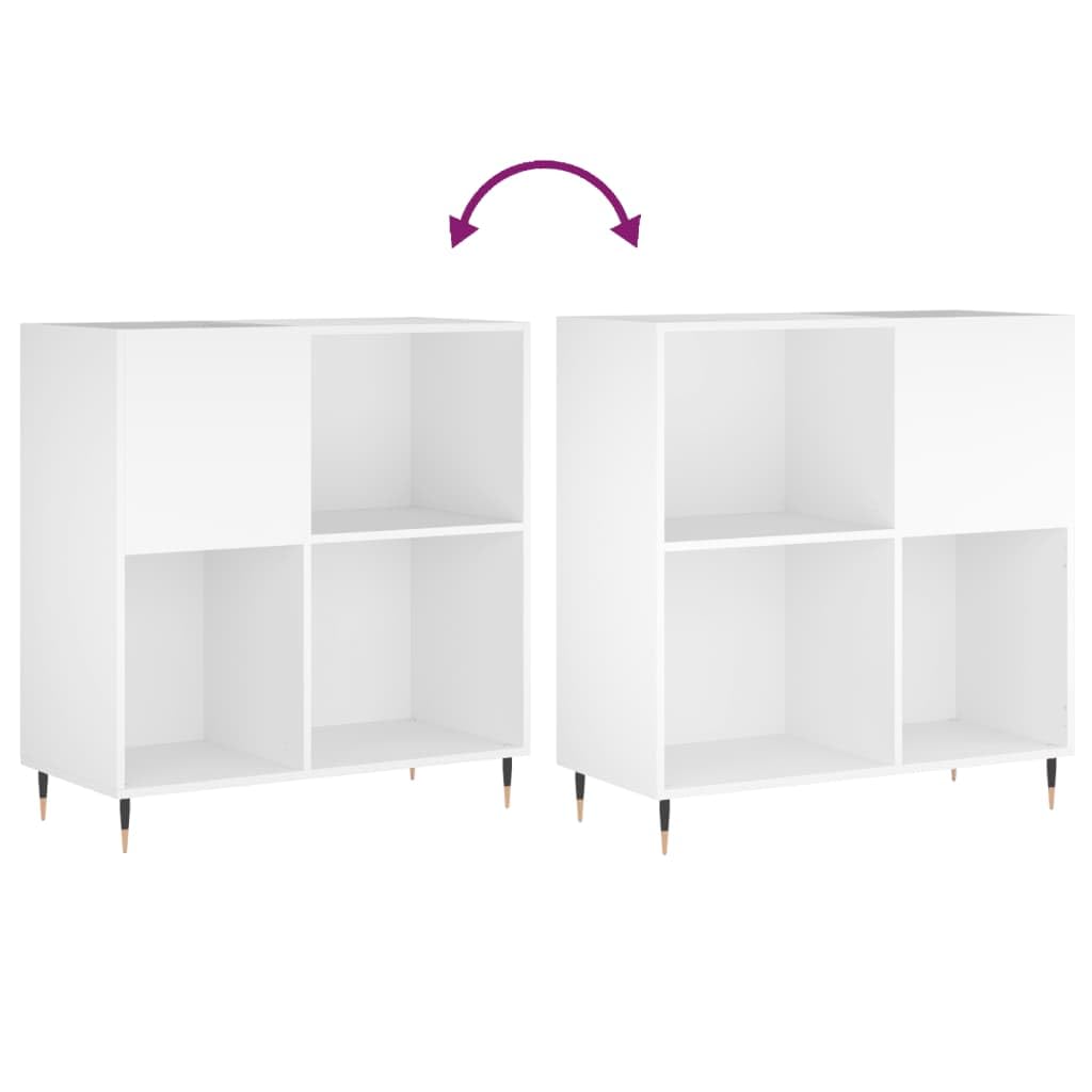Homgoday Mobiletto Porta Dischi Contenitori per Vinili, 84,5 x 38 x 89 cm, in Legno Ingegnerizzato, Organizer Scaffale da Collezione, Armadietto LP 361 Bianco