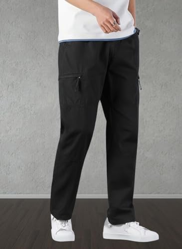 Image of Men's Cargo Pants | Casual Cotton Cargo Trousers for Men | Regular Fit Multi Pocket Outdoor Travel Pants | Stylish Comfortable Casual Bottom Wear for Men