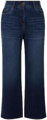 Ulla Popken Damen große Größen Übergrößen Plus Size Jeans Mary, weites Bein, 5-Pocket-Schnitt, Komfortbund 724600