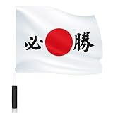 QSUM 手旗【必勝】日の丸旗 日本国旗 応援 両面印刷 スポーツ 運動会 代表応援用 市民の日 観戦 オリンピック ポール付き 30x30cm