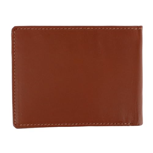 Image of CTM Men's Leather American Flag Embossed Bifold Wallet, Tan