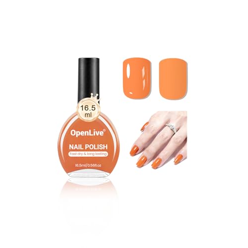 OpenLive 16.5ml Orange Nail Polish Large Volume Quick Drying Nail Polish Fast Drying and Long Lasting Color Nail Art DIY Home Manicure Gift for Women