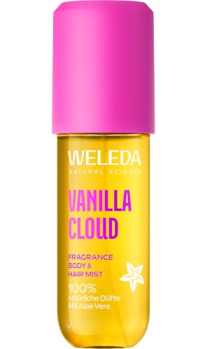 WELEDA Fragrance Body & Hair Mist Vanilla Cloud - Naturkosmetik Bodyspray/Körperspray mit Vanille Toffee & Zucker Duft erfrischt Haut & Haare (vegan 95ml)