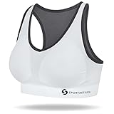 Sportastisch Damen Sport BH Bustier „Sporty Bra“ Wohlfühl BH Ringerrücken Große Größen Starker Halt Ohne Bügel Gepolstert für Fitness Yoga Joggen (weiß/L)