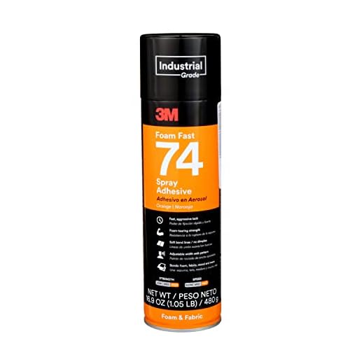 3M Foam Fast 74 Spray Adhesive, Orange, Net Wt 16.9 oz