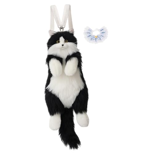Mochila de peluche con forma de gato: accesorio ligero, cómodo y reutilizable para niñas