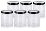 Clear 32 oz PET Plastic (BPA Free) Large Refillable Jar - (6 pack) + Labels
