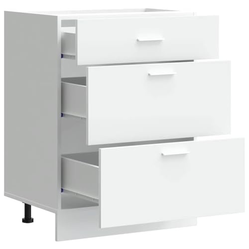 QJBSAVVA Lyon White Kitchen Base Cabinet 60x46x81.5 cm Engineered Wood Freestanding Storage Unit with Adjustable Feet for Modern Kitchen Pantry Cupboard Setup - Image 5