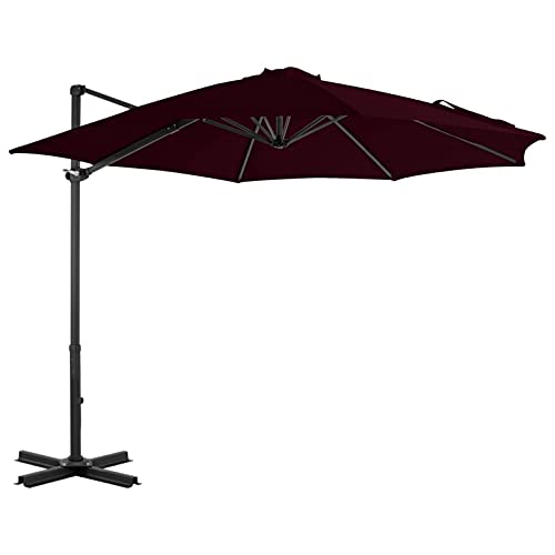 Festnight Sombrilla Voladiza con Poste Parasol Excentrico Colgante con Manivela para Terraza Jardín Playa Patio Exterior, Protección Solar UV, 3m
