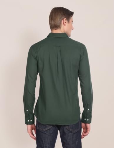 Image of U.S. POLO ASSN. Solid Tailored Fit Shirts for Men - 100% Cotton, Full Sleeve Mens Casual Shirts - M, Olive