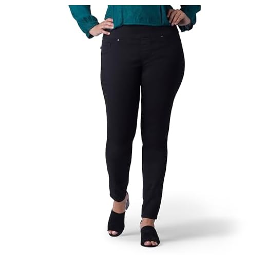 Lee Women's Plus Size Sculpting Slim Fit Skinny Leg Pull On Jean, Black, 22W Medium