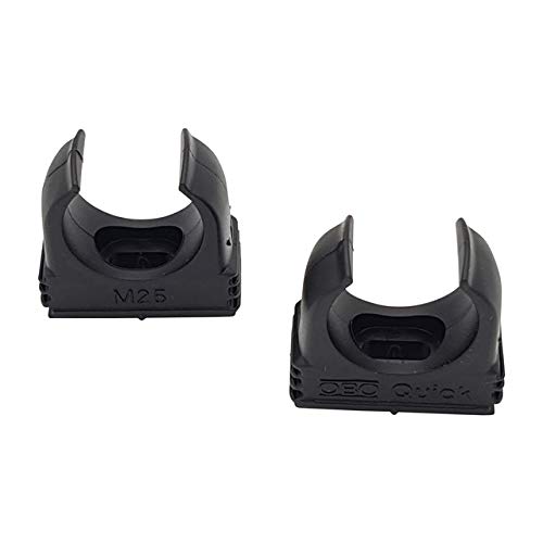 30 x OBO Bettermann M25 Quick Clamps, Clamps, Pipe Clamps, Stackable, Deep Black, 25 mm, Pack of 30 - Image 2