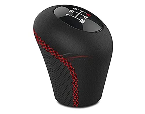 BC CORONA POM30172 1 Pommeau avec Bague Marche Arrière 27mm Modèle Sport Voiture de Changement de Vitesse Cuir Noir/Rouge