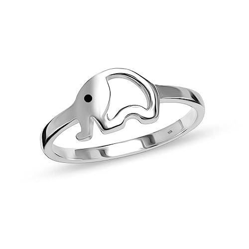 LeCalla Bague ajourée en argent sterling 925 avec joli éléphant - Bague empilable pour femme - Bijoux minimalistes - Bagues de fiançailles pour femme, 8, Argent,...
