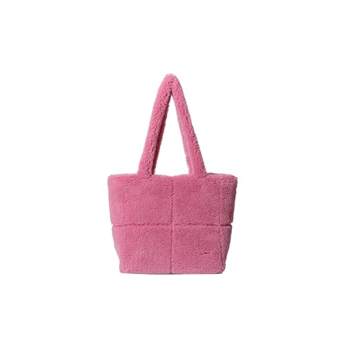 Sac fourre-tout rétro en peluche rose grand sac à main femme