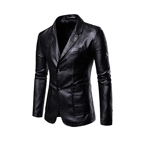 Veste en cuir synthétique homme veste noire ajustée confortable et résistante L
