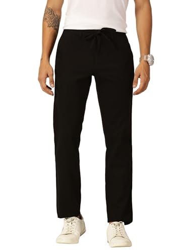 Image of Thomas Scott Men's | Solid | Light Weight | Breathable Fabric | Elasticated Waist | Mid Rise | Regular Fit | Cotton Blend | Button with Drawstring | Chino Trouser | Pants