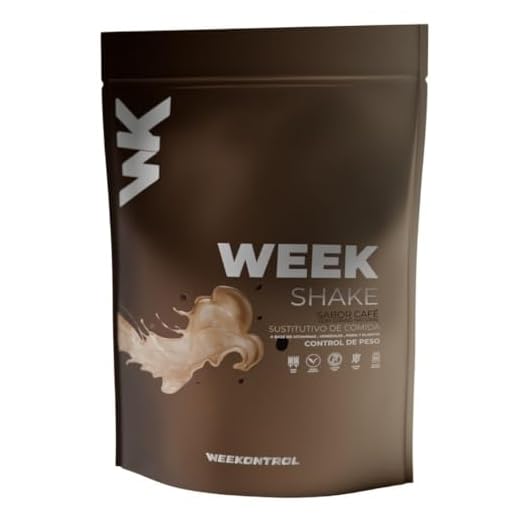 Weekontrol Batido Sustitutivo de Comida Week Shake con Alto Porcentaje de Proteína Vegetal para Mantener Peso. Batido Saciante en Variedad de Sabores (600gr (1 unidad), Café)