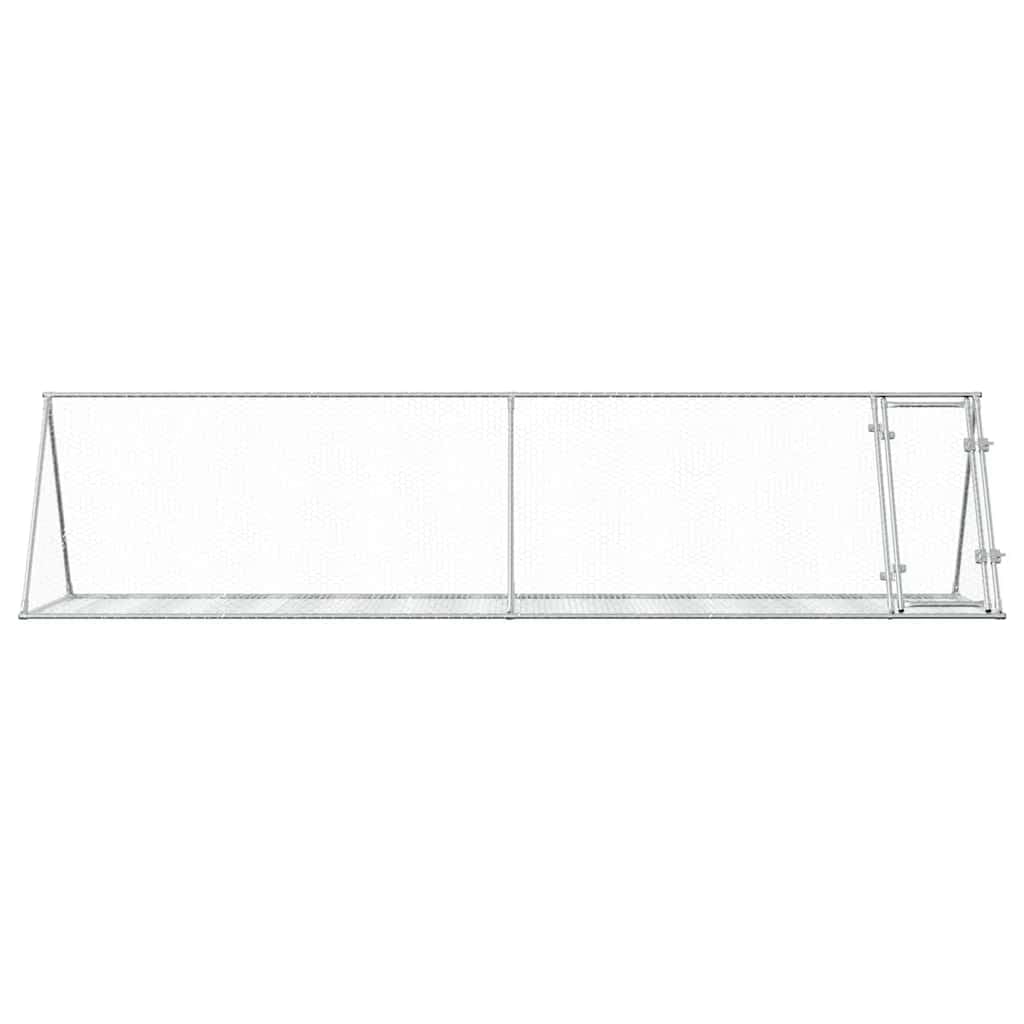 Conejera plateada de acero galvanizado, 400 x 105 x 91 cm, espaciosa jaula para animales pequeños con rejilla, casa para roedores para conejos, cobayas, hámsters en el jardín y balcón