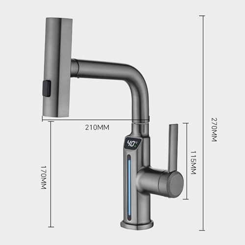 Robinet cascade salle de bain extractible avec affichage digital de température