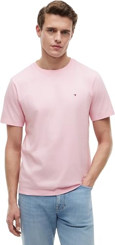 Tommy Hilfiger T-Shirt Manches Courtes Homme Seasonal Solid Tee avec Col Ras-du-Cou, Rose (Pink Lily), XL