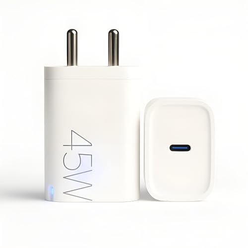 Image of 45W C-Type Super-Fast Charger Adapter Compatible with Samsung Galaxy S25 /S24 /23 /22 /21 /20 (Ultra /Plus /FE /Edge), Note 20 /20+ /10 /10+ /S10 Ultra / (S /A /F /M Series) Type C PD 5.0 Charger Adapter 45 w, White