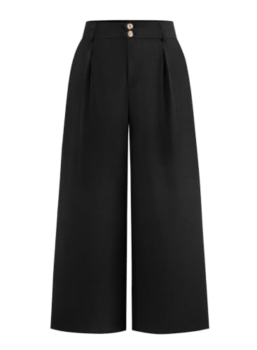 Eytino Womens Plus Size Wide Leg Pants with Pockets,3X Black