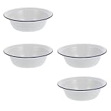 IMIKEYA Suppenschüssel Emaille 4 Stück Weiß 20cm Robuste Tiefe Schalen für Ramen und Obst Einfach zu Reinigen für Zuhause und Partys