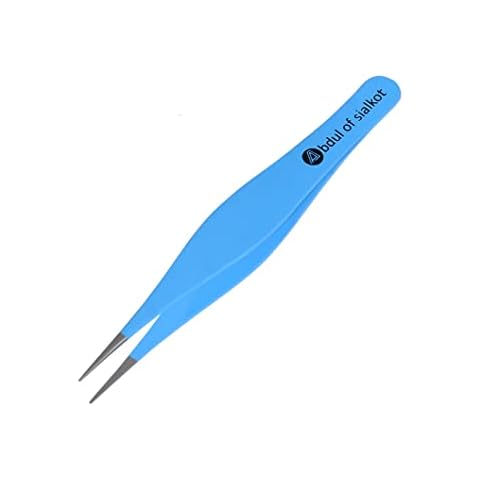 Abdul of Sialkot Pointed Tweezers,Needle Nose Tip, Sharp Precision Ingrown Hair, Surgical Pointed for Blackheads & Splinters/Best Tweezers for Eyebrows (Sky Blue) Cover