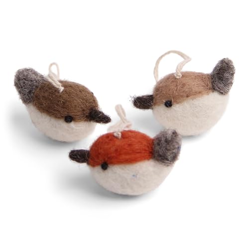 Én Gry & Sif kleine Vögelchen Anhänger aus Filz, Frühling, Ostern, Weihnachts-Deko - 3 Stück … (braun)