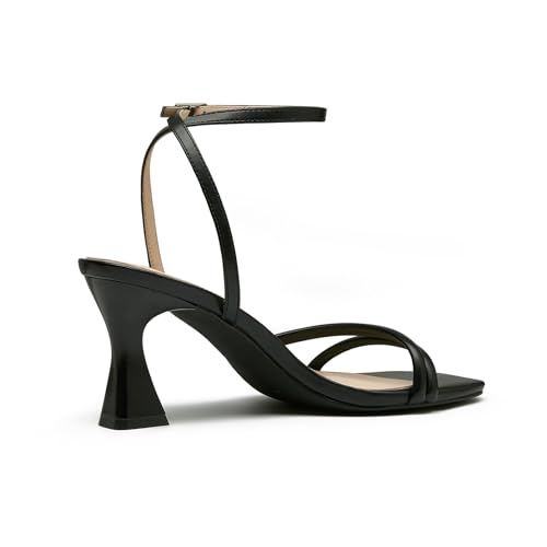 Image of Goderci Women's Kitten Strappy Mid heels Square Open Toe Ankle Strap Heeled Sandals