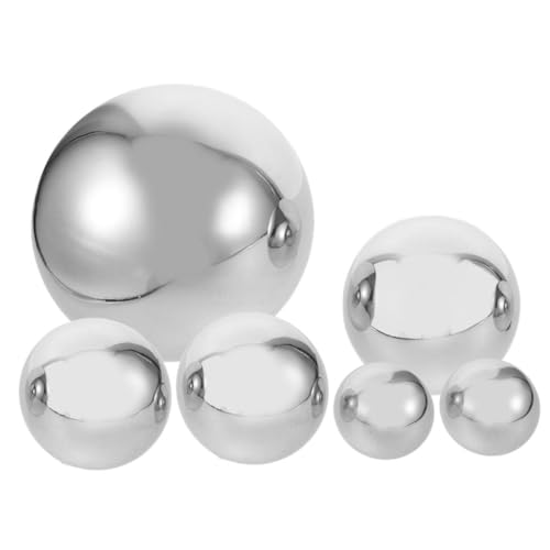 MERRYHAPY Mirror Gazing Balls 6pcs Polished Stainless Steel Garden Ornaments Decorative Balls for Outdoor and Home Reflective Garden