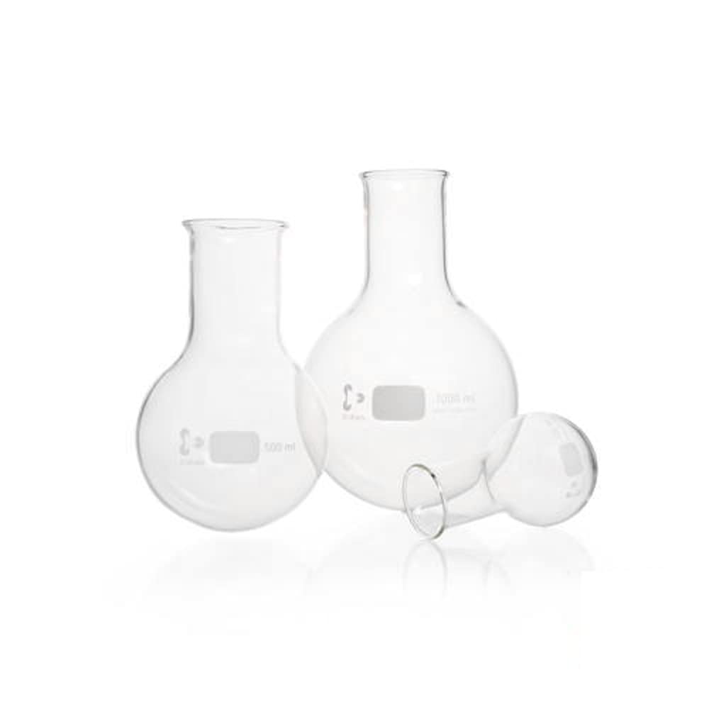 DWK Life Sciences Duran SD-0753 - Matraz redondo de cristal de borosilicato 3.3, cuello ancho con reborde, capacidad de 2000 ml, diámetro del cuello de 50 mm, 10 unidades