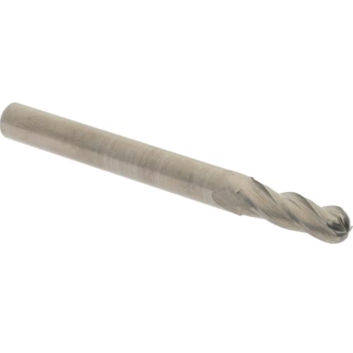 Hertel Solid Carbide Ball End Mill, Bright/Uncoated Finish, 11/64