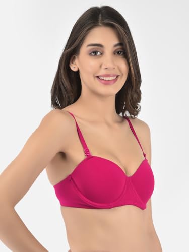 Image of Softline Women's Cotton Rich Padded Wired Demi-Cup Bra | Seamless, Breathable & Soft Fabric | Everyday Comfort & Support