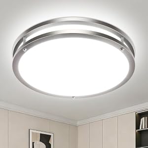 libtit 13-Inch Flush Mount Ceiling Lights, Dimmable 3000K-6500K Adjustable LED Ceiling Light, 24W Round Slim Light Fixture, Brushed Nickel for Kitchen, Bedroom, Bathroom, Hallway-ETL Listed