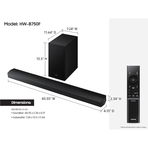 Image of Samsung B-Series Soundbar HW-B750F 5.1 ch Subwoofer (2025) Bundle with CPS Exclusive 26 Month Protection Pack, 2X 4K HDMI 2.0 Cable and Deco Gear Complete Home Theater Beginner's Guidebook