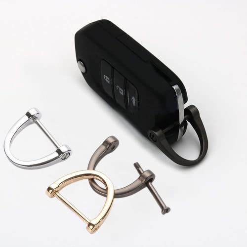 Siganorpy 6 Pieces D Rings Screw In Shackle 19mm Horseshoe Buckle Horseshoe Shape D-Shaped Metal Hoop Locking One Screwdriver Use for DIY Keychain Leather Craft Purse Replacement - Image 2