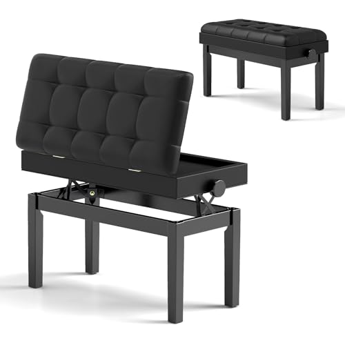 COSTWAY Klavierhocker höhenverstellbar, Klavierbank mit Stauraum,...