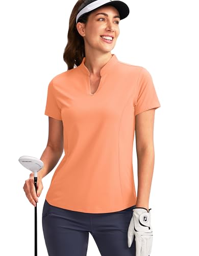 Image of Obla Women's Golf Polo Shirt V-Neck Short Sleeve Collarless Quick Dry Tennis Running T Shirt Golf Tops for Women