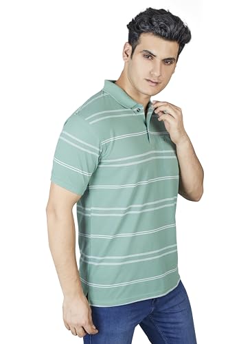 Image of PRORIDERS Half Sleeve 100% Pure Cotton Fabric Collared Regular Fit Men's Polo Striper Tshirt with Pocket for Casual wear