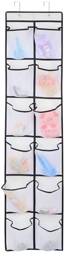 12 Large Pockets Over Door Hanging Shoe Organizer, White