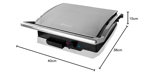 BEHOME Parrilla eléctrica con doble placa de hierro fundido antiadherente, 1800 W, barbacoa eléctrica, temperatura regulable y bandeja recogegrasas - imagen 6