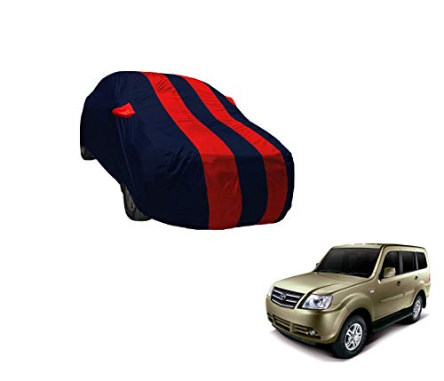 Image of Auto Hub Car Cover Compatible with Tata Sumo Grande with Weather Proof, Mirror Pocket, Triple Stitched, Sumo Grande Car Cover- Navy-Red
